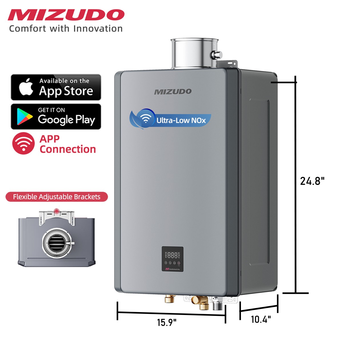 MIZUDO WIFI 199,000 BTU Tankless Water Heater LPG 10.3 GPM Non-Condensing Unit