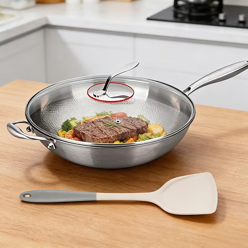 Professional Grade Pure Titanium Wok & Frying Pan – Hammered Finish Non-Coated C