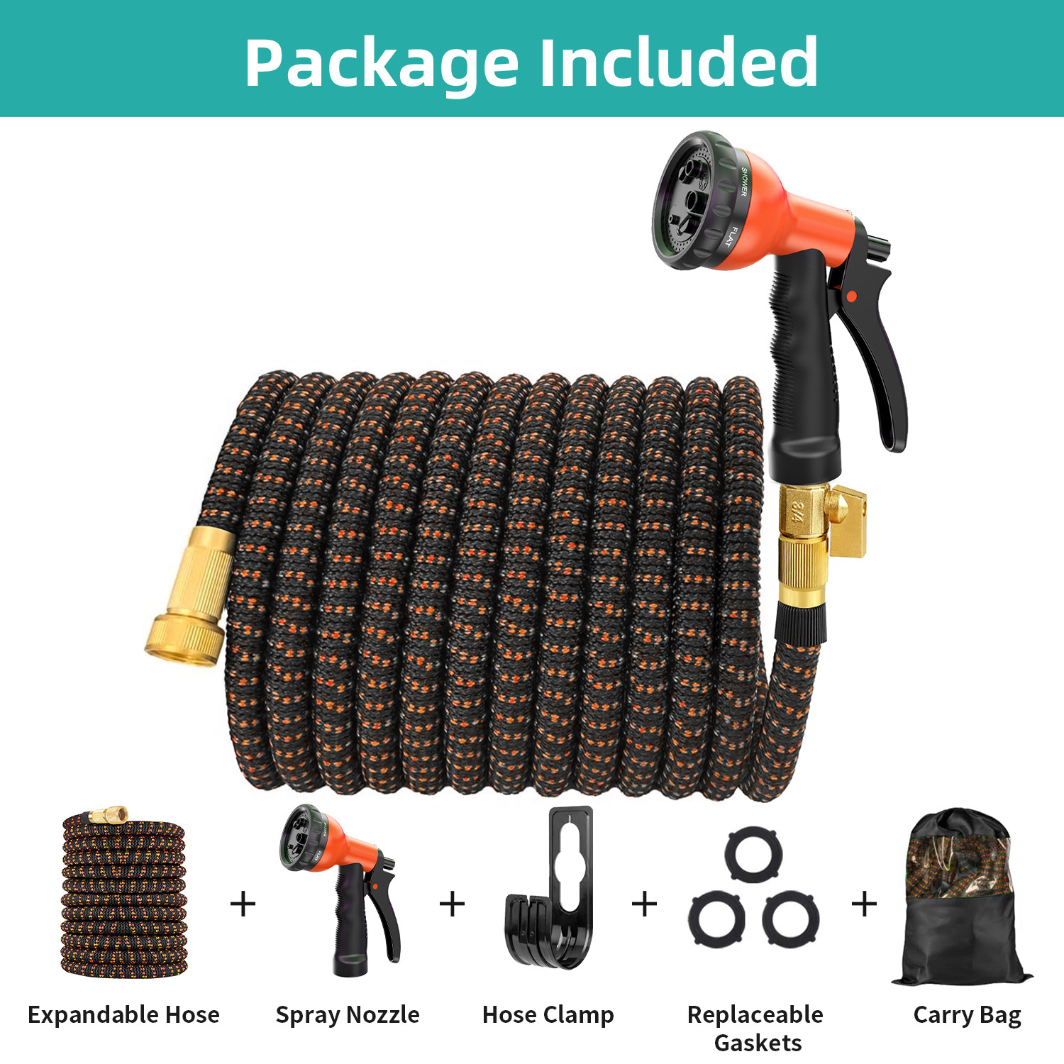 25ft / 50ft / 75ft / 100ft – Expanding Water Hose Garden Hose Anti-Kink Upgraded