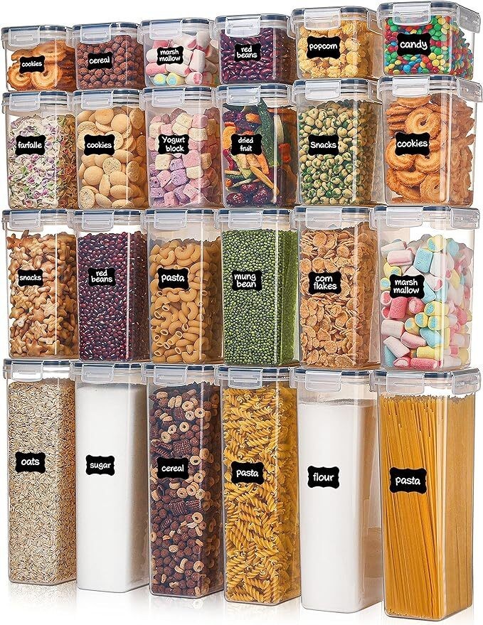 US 24 pcs Plastic Airtight Food Storage Containers with Lids Organizer Canisters