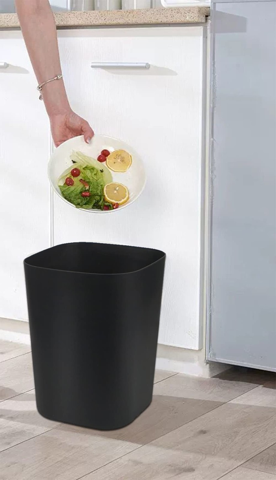 2 Pack 2 Gallon Small Trash Can Wastebasket Black Bathroom Bedroom Office