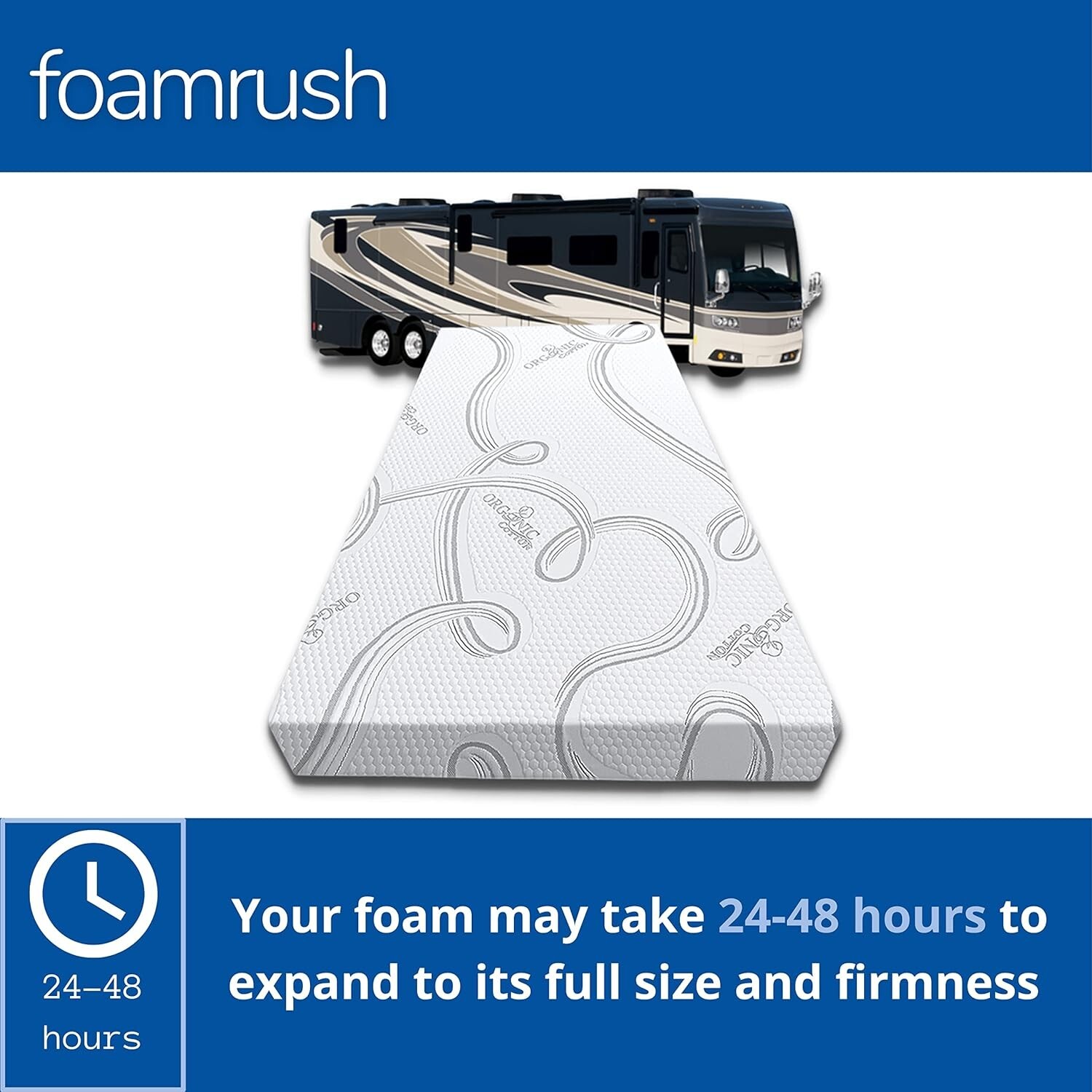 FoamRush Bunk (48″ x 75″) Cooling Gel Memory Foam RV Mattress Medium Firm USA