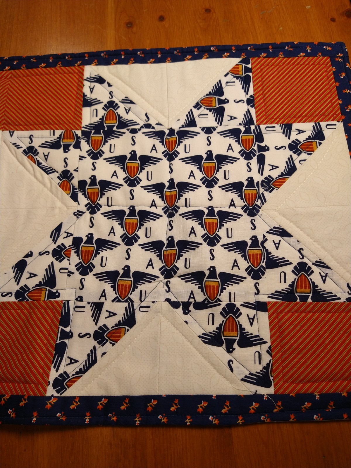 USA 250th, Eagles Handmade Quilted Table Runner, 41 x 14 inches Free Shipping