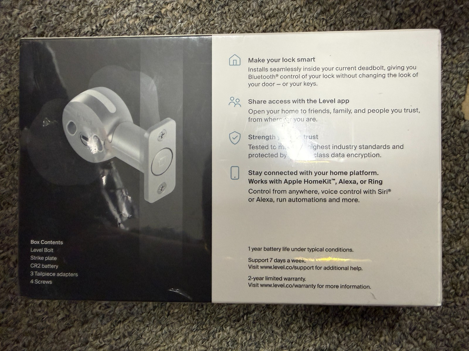 Level Bolt Invisible Smart Lock Deadbolt Apple HomeKit Bluetooth NEW