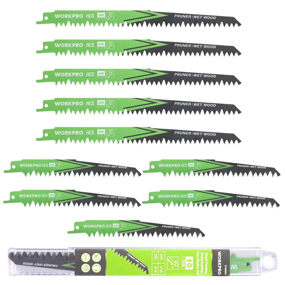 WORKPRO 6/9″ Wood Pruning Reciprocating Saw Blades 10PCS 5 TPI Pruner Saw Blades