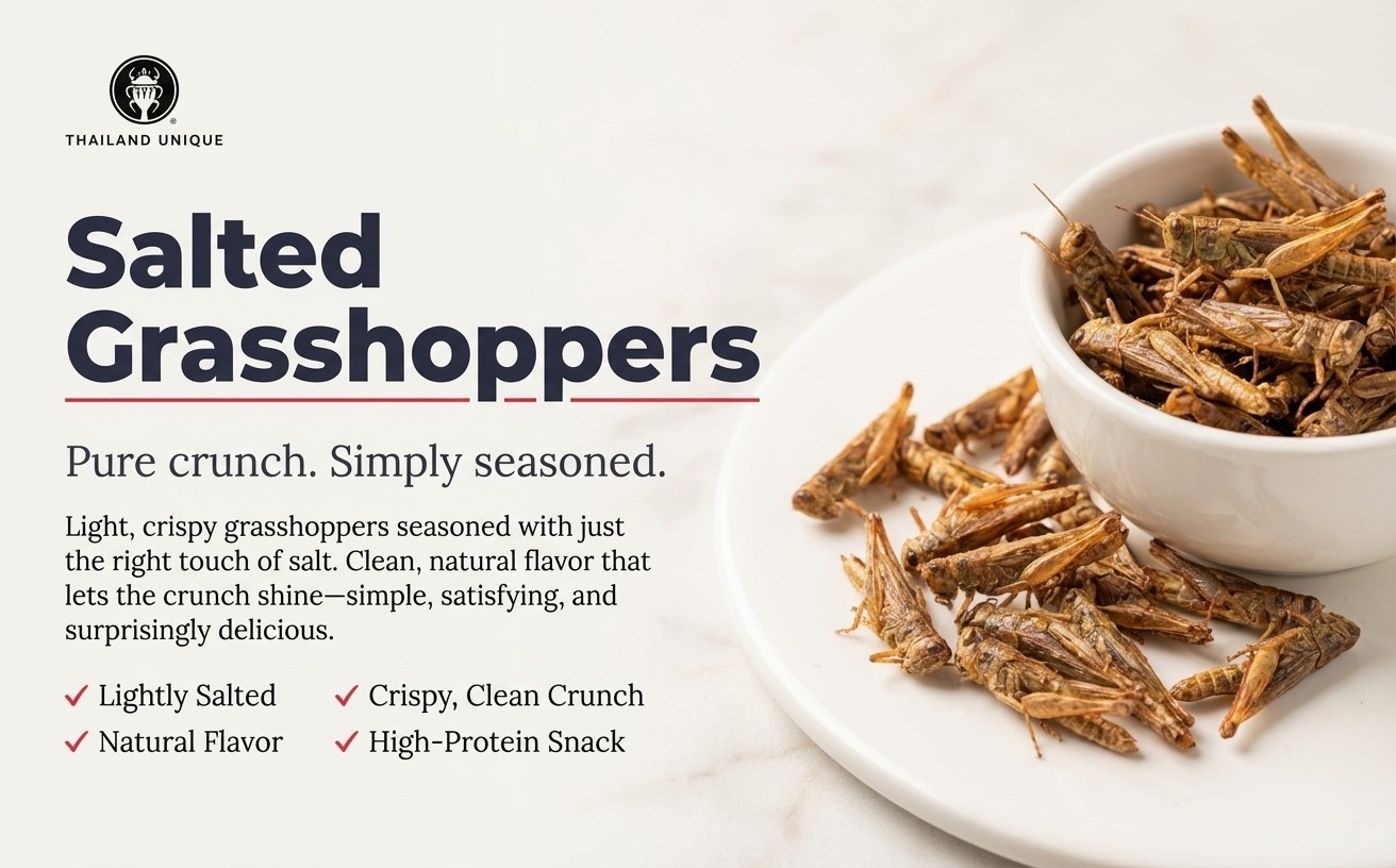 Thailand Unique Grasshoppers – 15G Bag of Dehydrated Edible Insects for Humans