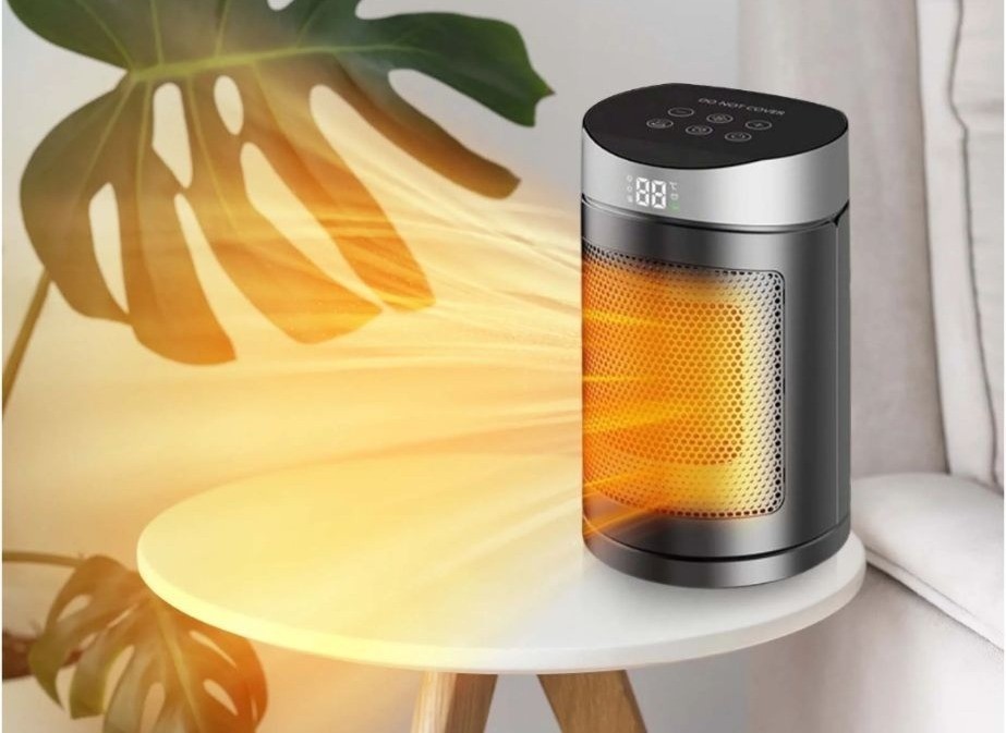 PTC Fan Heater with Remote Control 1500W Adjustable Modes Silver Compact Design