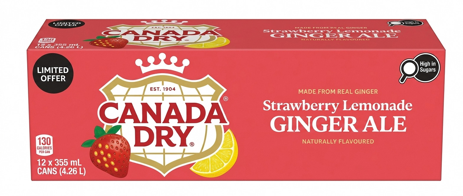 12 x Canada Dry Strawberry Lemonade Ginger Ale 12 fl.oz. / 355 ml.