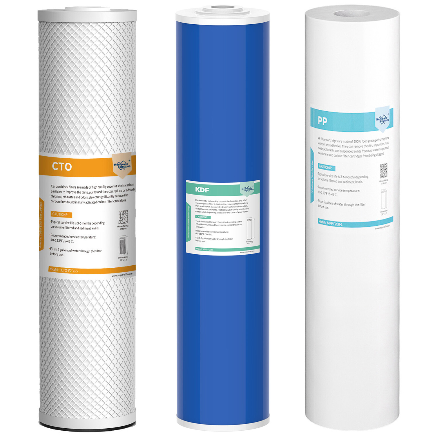 3 Stage 20″x4.5″ Whole House Sediment Carbon KDF Water Filter Heavy Metal Remove