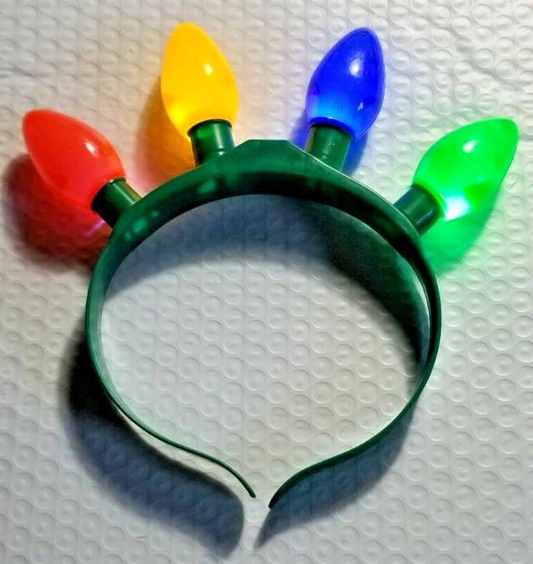 Holiday Christmas Bulb Light-Up Headband 3 Light Options One Size FUN Holiday