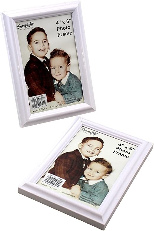 2 Pack 4×6 White Picture Frames – Tabletop & Wall Mount Display, Glass Front