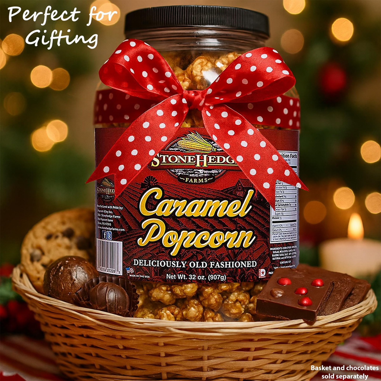 Stonehedge Farms Caramel Flavored Popcorn | 32 oz Large Tub | Perfect for Hol…