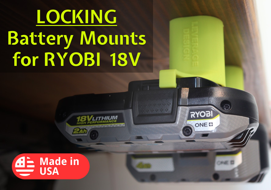 LOCKING! 10 Pack: Ryobi 18V ONE+ Battery Mounts / Hangers / Holders MADE IN USA