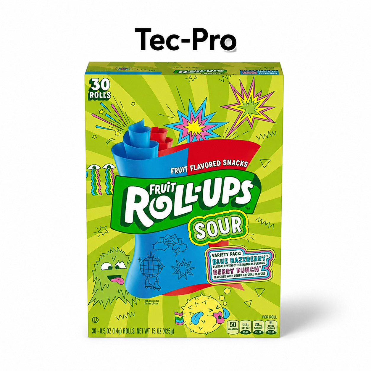 Fruit Roll-Ups Sour Fruit Flavored Snacks, Variety Pack, 15 oz (30 Count)