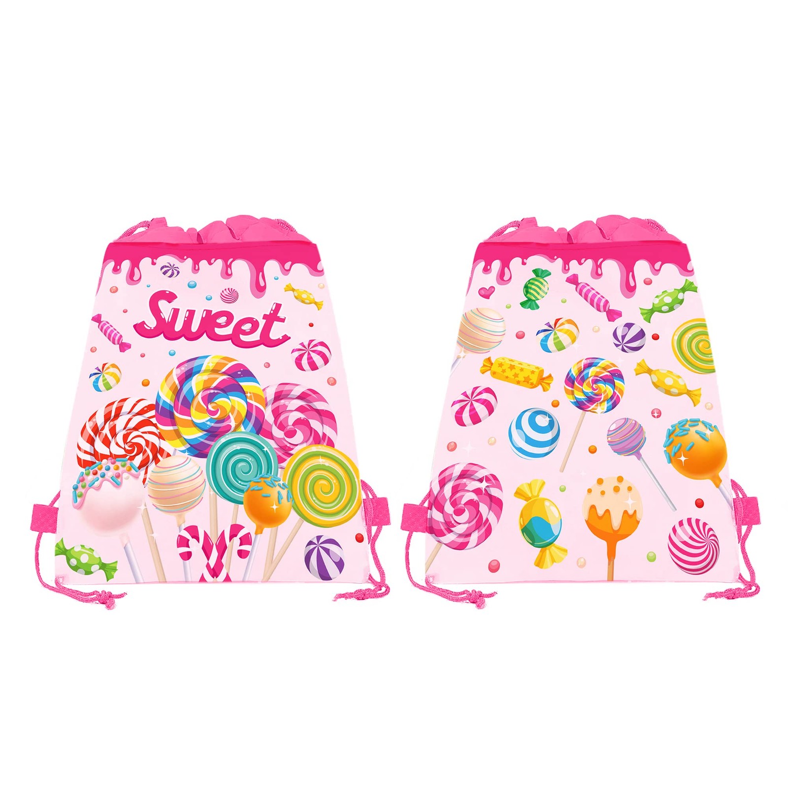 12 Pack Lollipop Drawstring Party Bags Sweet Candy Gift Treat 10.6×13.4 In