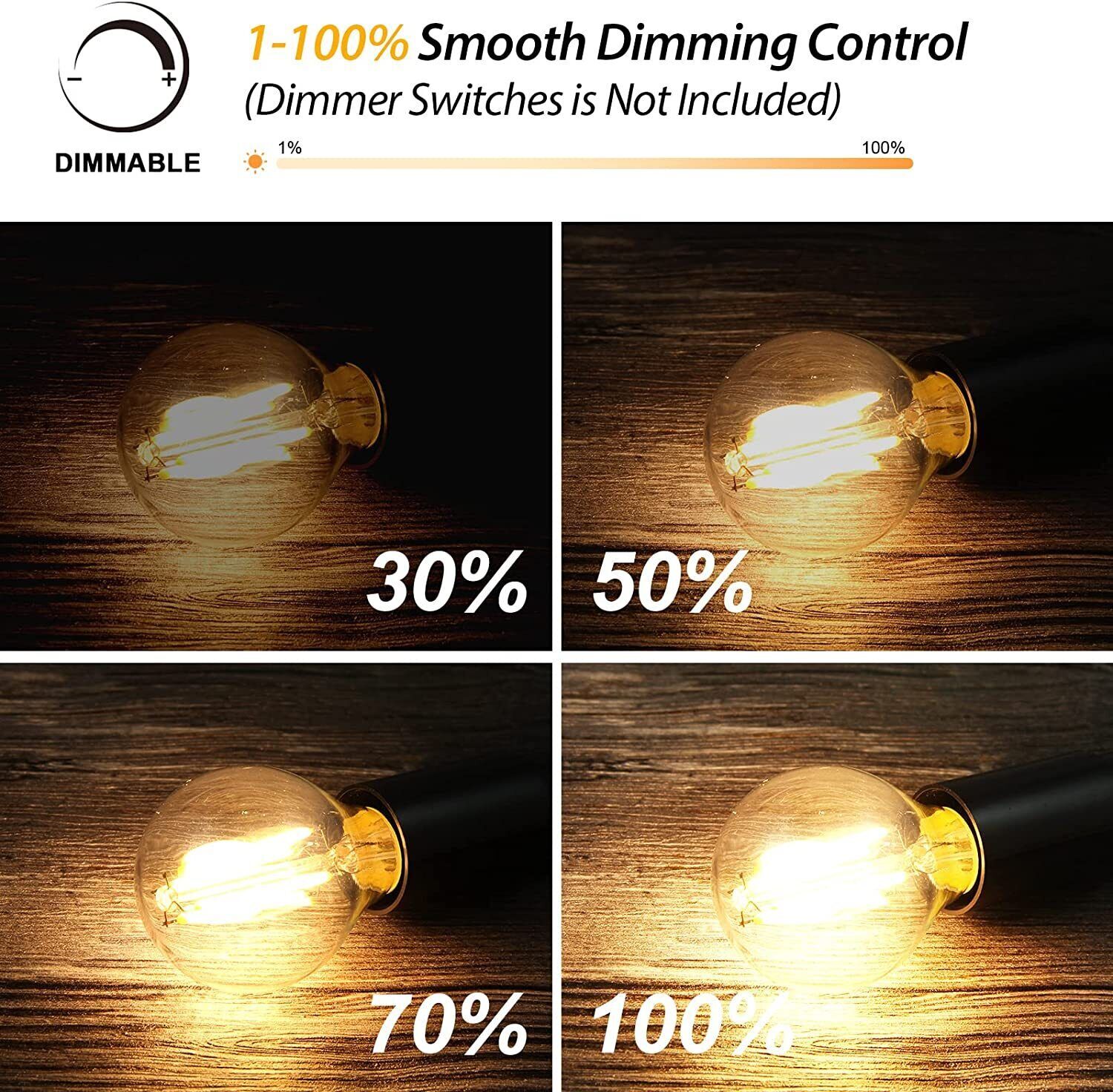 E26 LED Light Bulbs G14 Dimmable Globe Chandelier Bulb Soft White 40W Equivalent