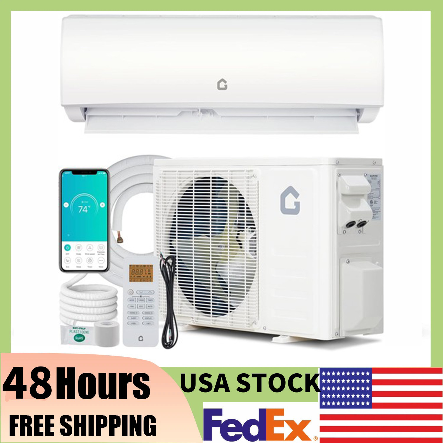 23000 BTU Enabled Mini Split Air Conditioner AC Unit and Heat WIFI 230V 17 SEER2