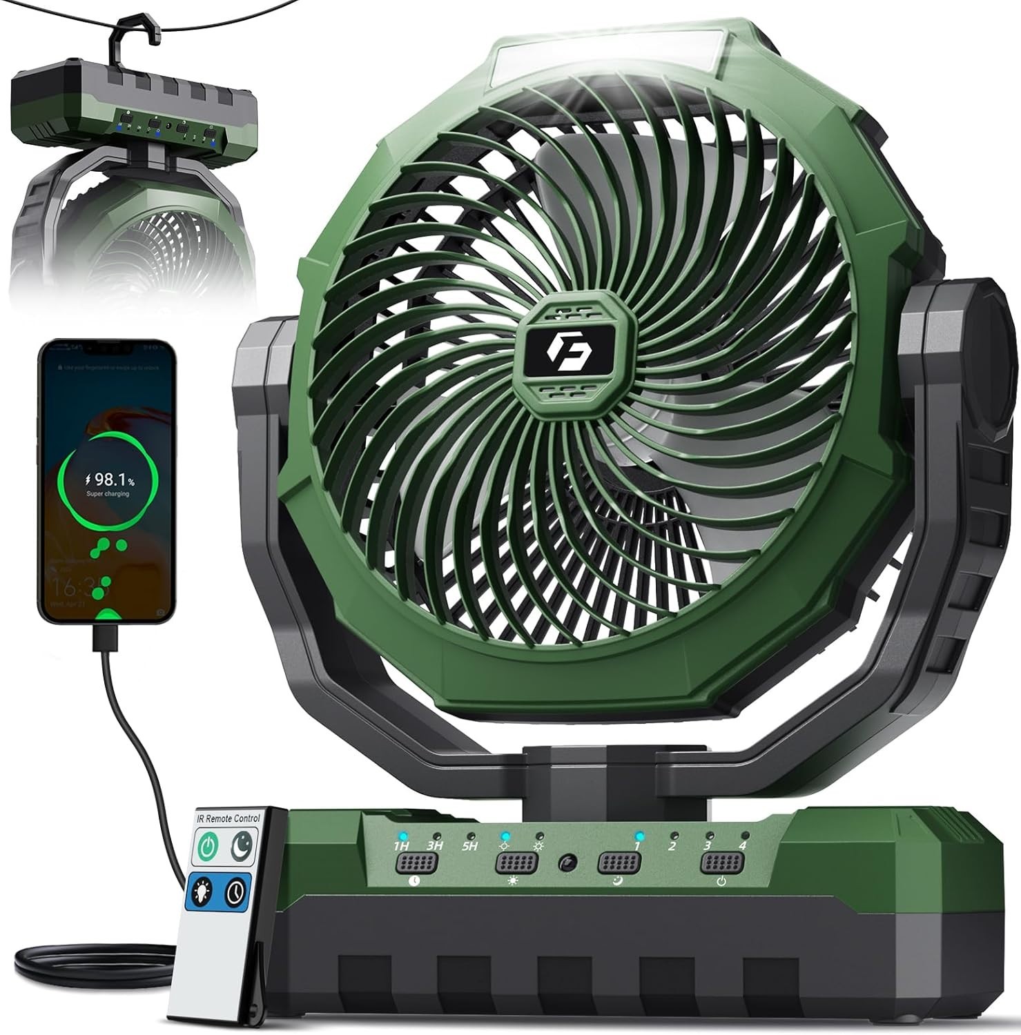 Rechargeable Camping Fan with Light Remote 24000mAh portable outdoor fan