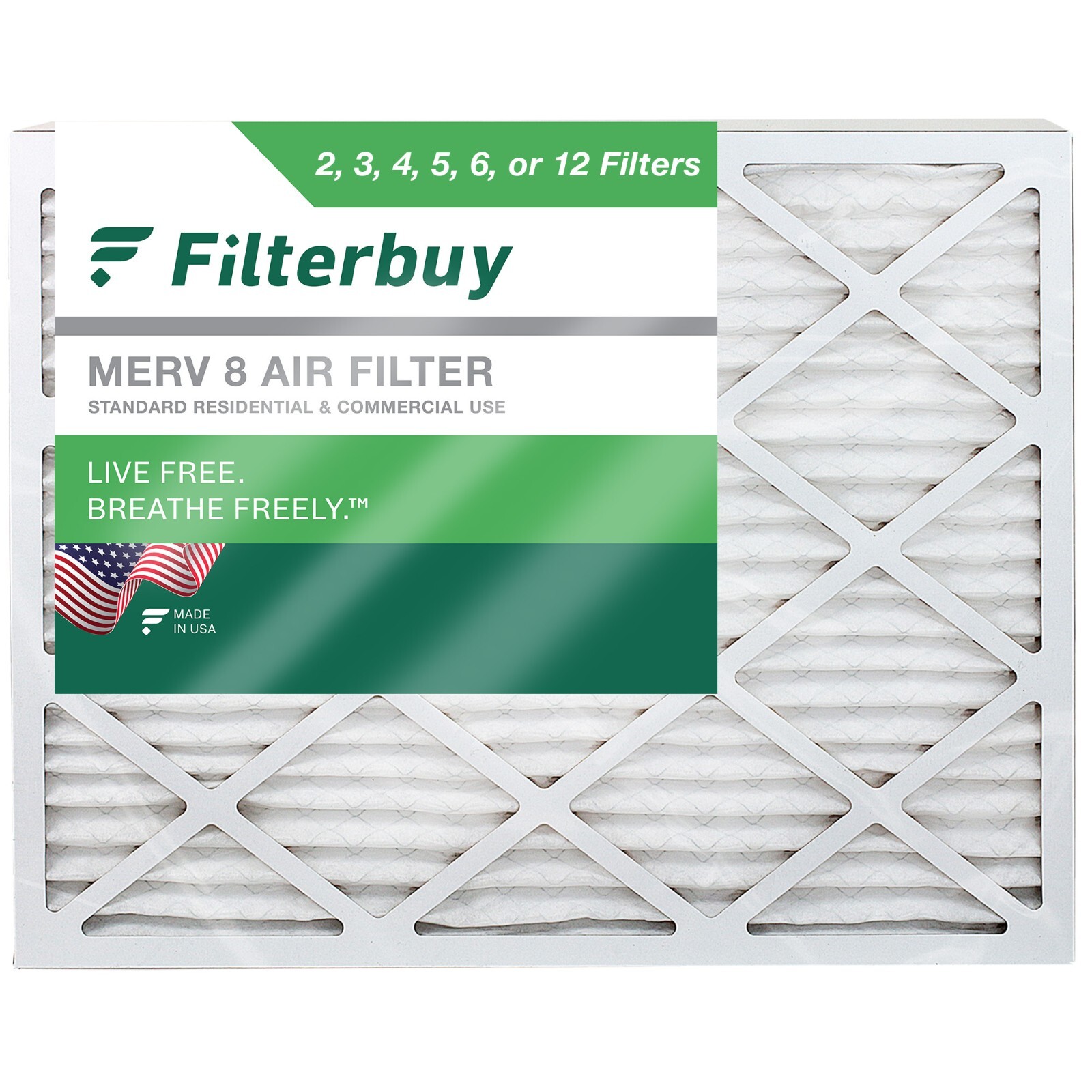 Filterbuy 20x25x2 Pleated Air Filters, Replacement for HVAC AC Furnace (MERV 8)
