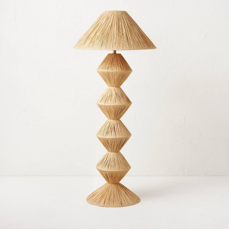Creative Floor Lamp Brown Includes LED Light Bulb Empire Shade Natural 56.25″
