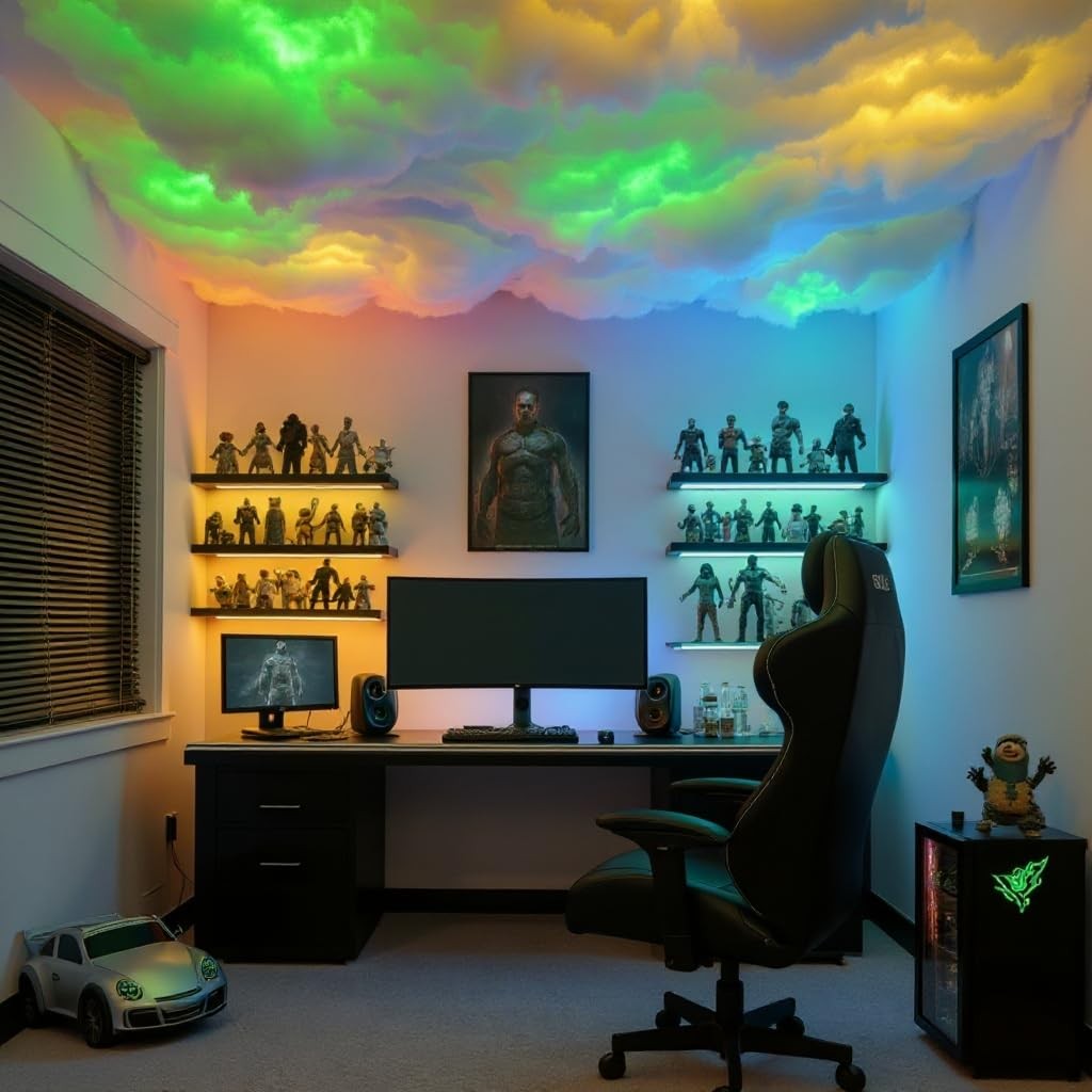 USB 3D Cotton Thundercloud LED Light 17ft, Multicolor – APP & Remote Control