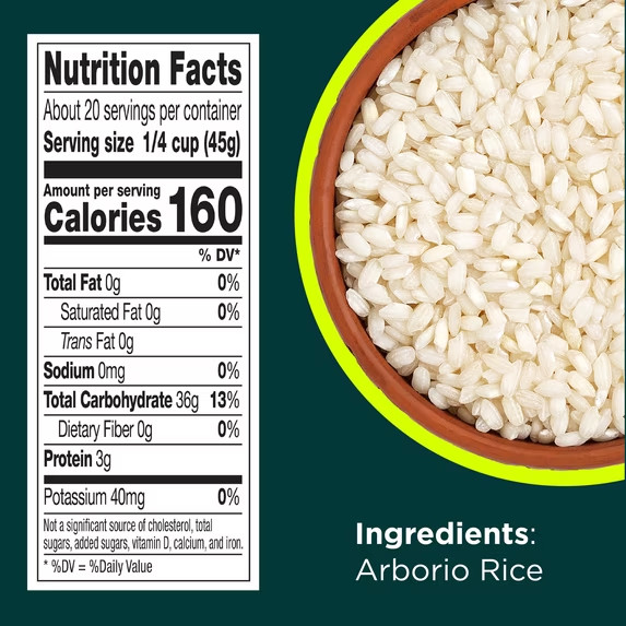 RiceSelect Arborio Rice, Italian-Style Rice for Risotto, 2 lb Jar