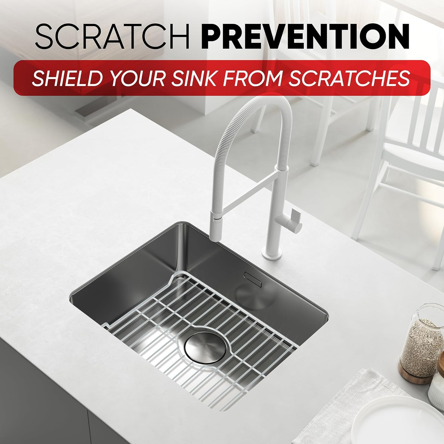Sink Protectors for Kitchen Sink, Protective Metal Grid, 18.1X12.3X1 Inches, Bla