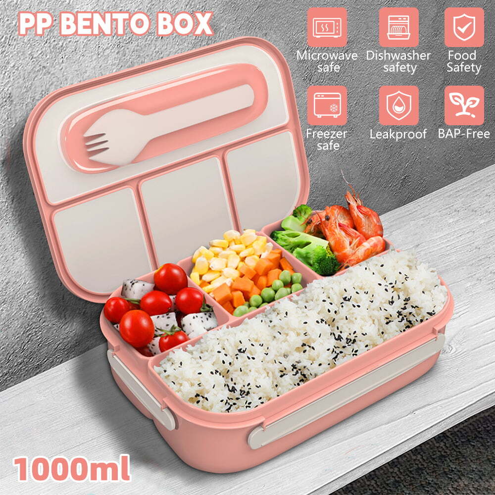 Bento Box Adult Lunch Box 4 Compartments Containers for Adults Kids with Utensil