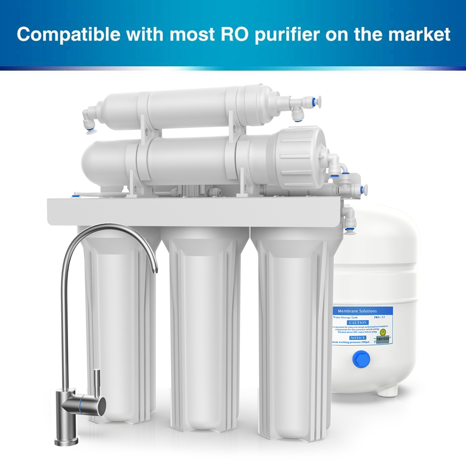 50 Pack 100 GPD RO Membrane Under Sink Reverse Osmosis Water Filter Replacement