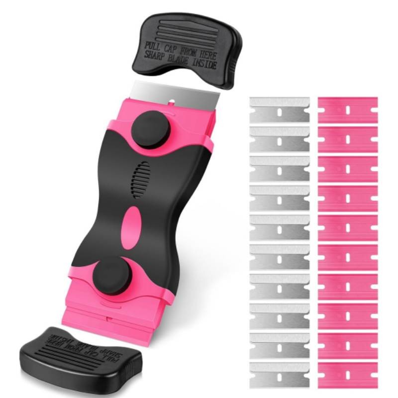 Double Edged Razor Blade Scraping Tool Set with 10 Plastic & 10 Metal Blades
