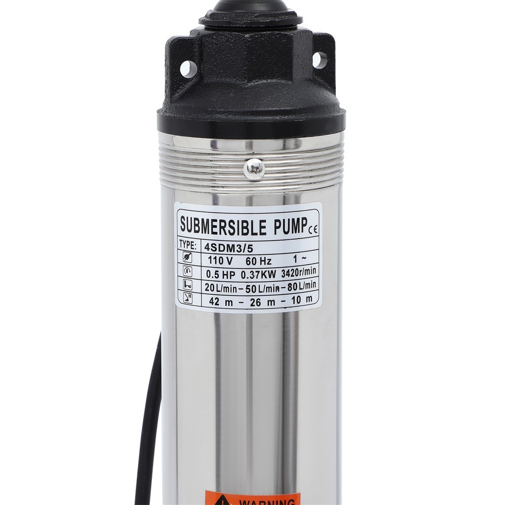 1/2HP Deep Well Water Pump Submersible Stainless Steel 164FT 25.5GPM 115V