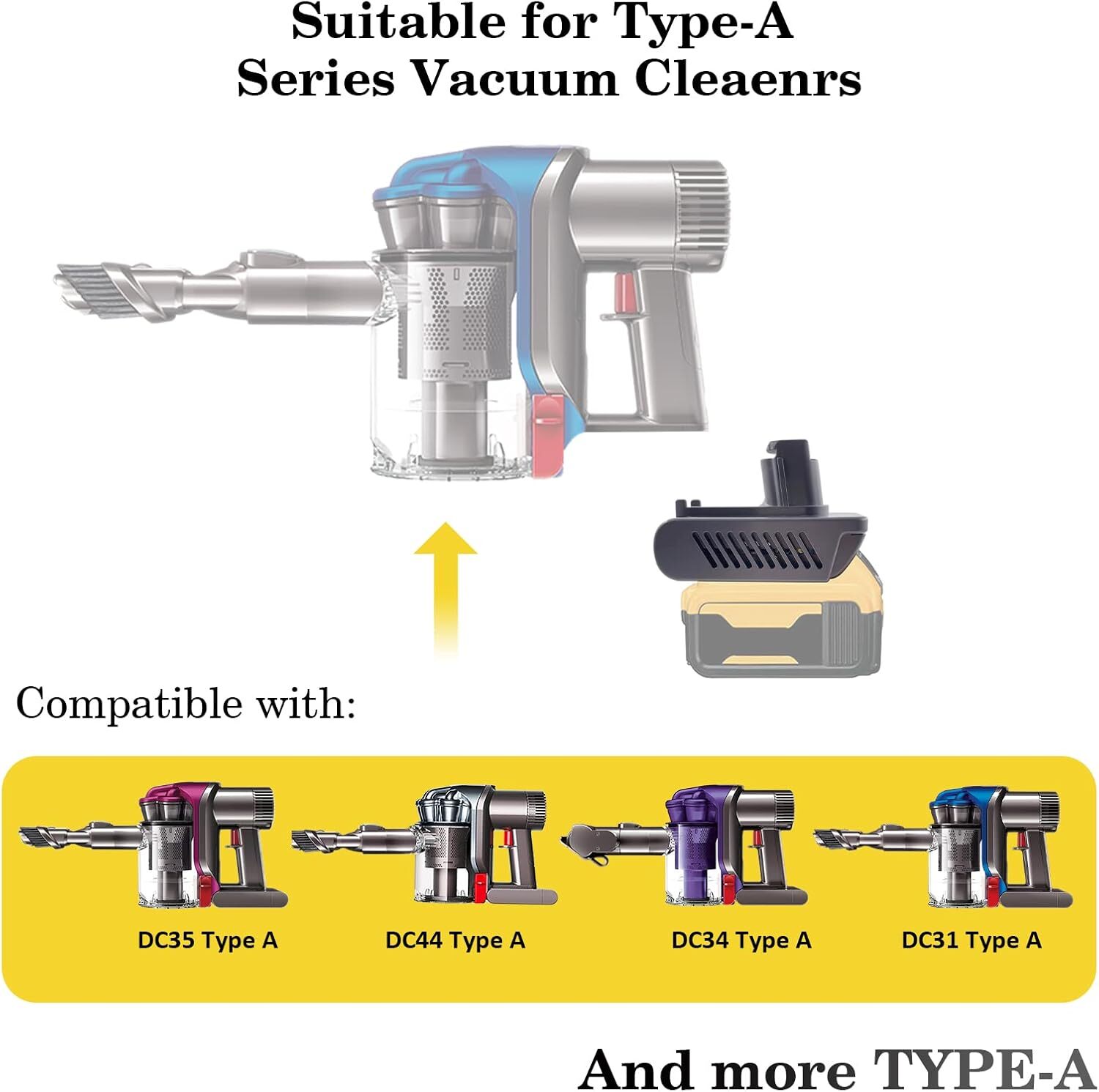 Adapter for Dewalt Battery Convert for Dyson Type-A DC31 DC34 DC35 DC44 Vacuum