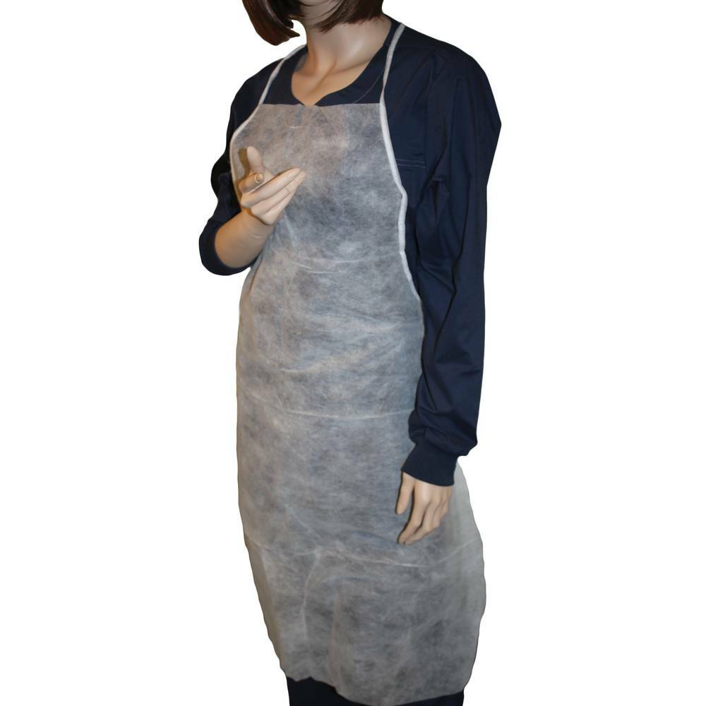 100 ProLite® (PE Coated Polypropylene) Bib Style Apron 28″ x 36″, White