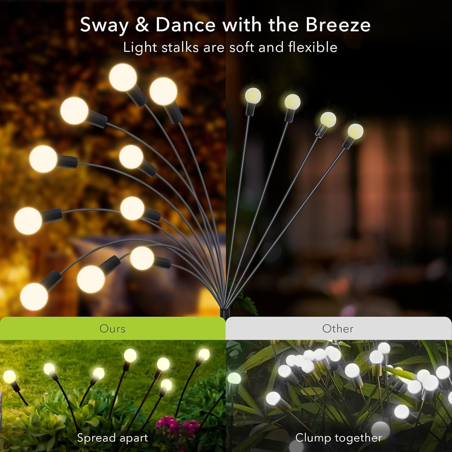 Outdoor Lights Decorative Waterproof Lights 8 LED Bulb Firefly Light 800mAh 2024