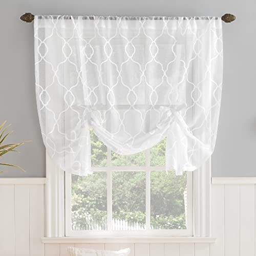 Allerton Embroidered Trellis Rod 52″W x 63″L (Pack of 1) White Balloon Shade