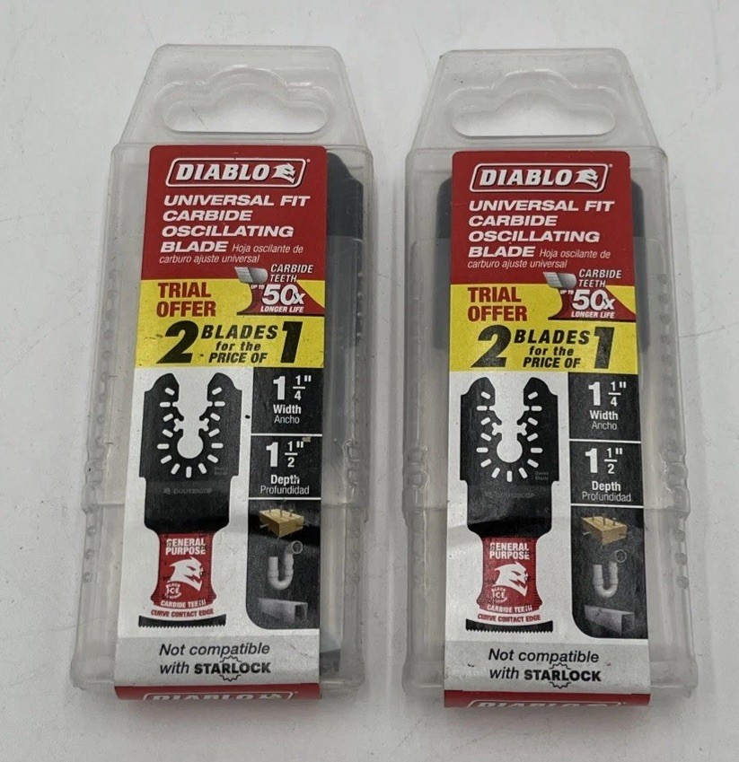 NEW! (2) 2 Packs Diablo 1-1/4″ Carbide Oscillating Blade -4 total – DOU125CGPP2