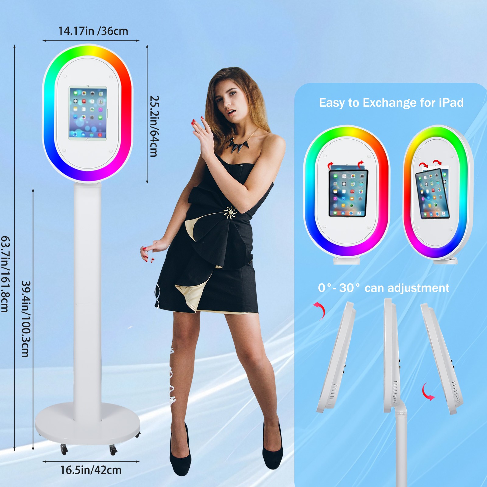 Portable iPad Photo Booth Stand Selfie Photobooth Machine Wedding Party Rental