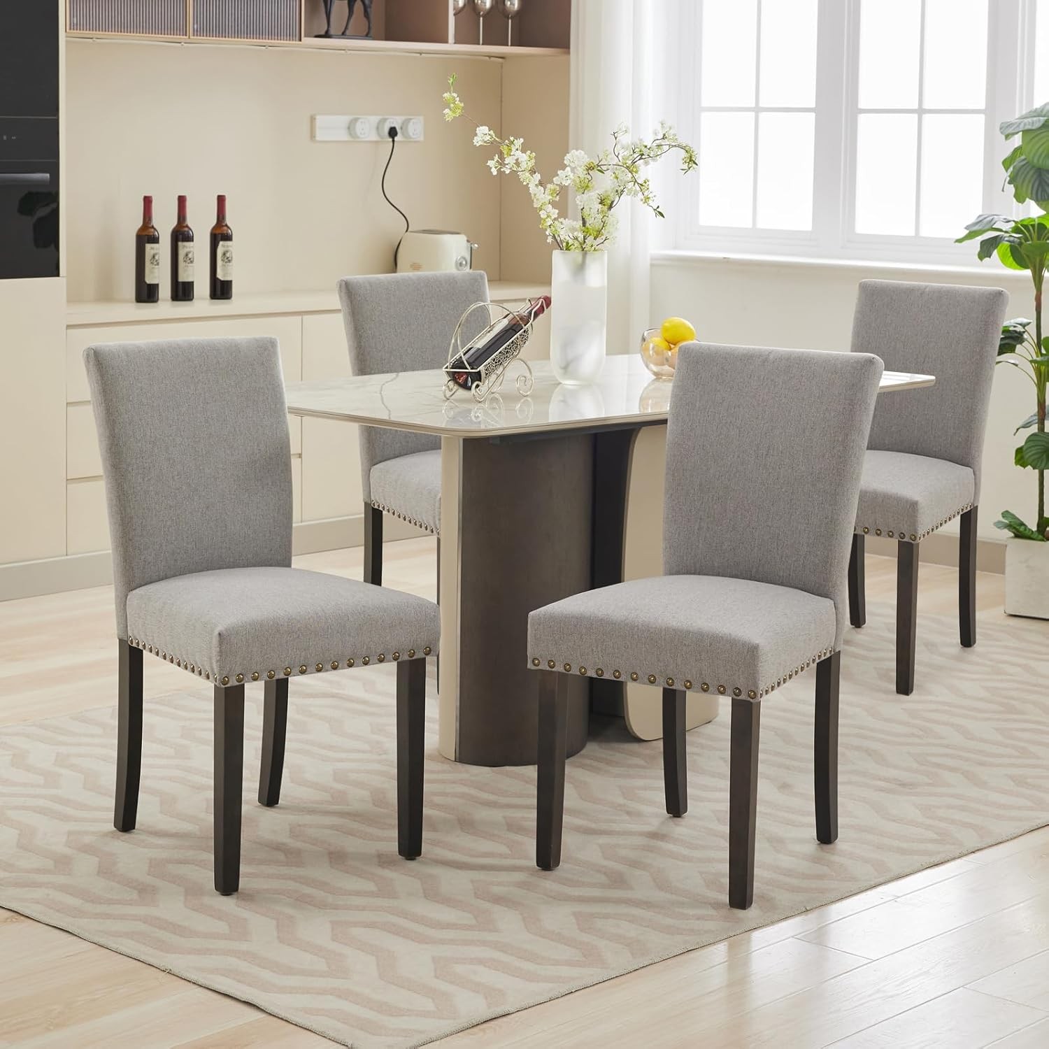 GARVEE Upholstered Dining Chairs Fabric Parsons Dining Room Chair with Wood Legs