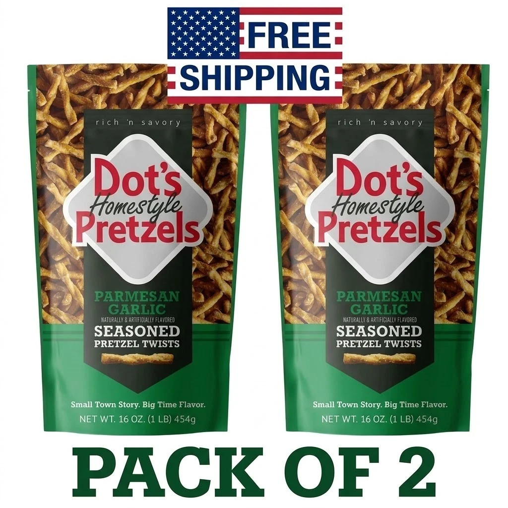 2 Pack Dot’s Homestyle Pretzels Parmesan Garlic Seasoned Pretzel Twists, 16 oz