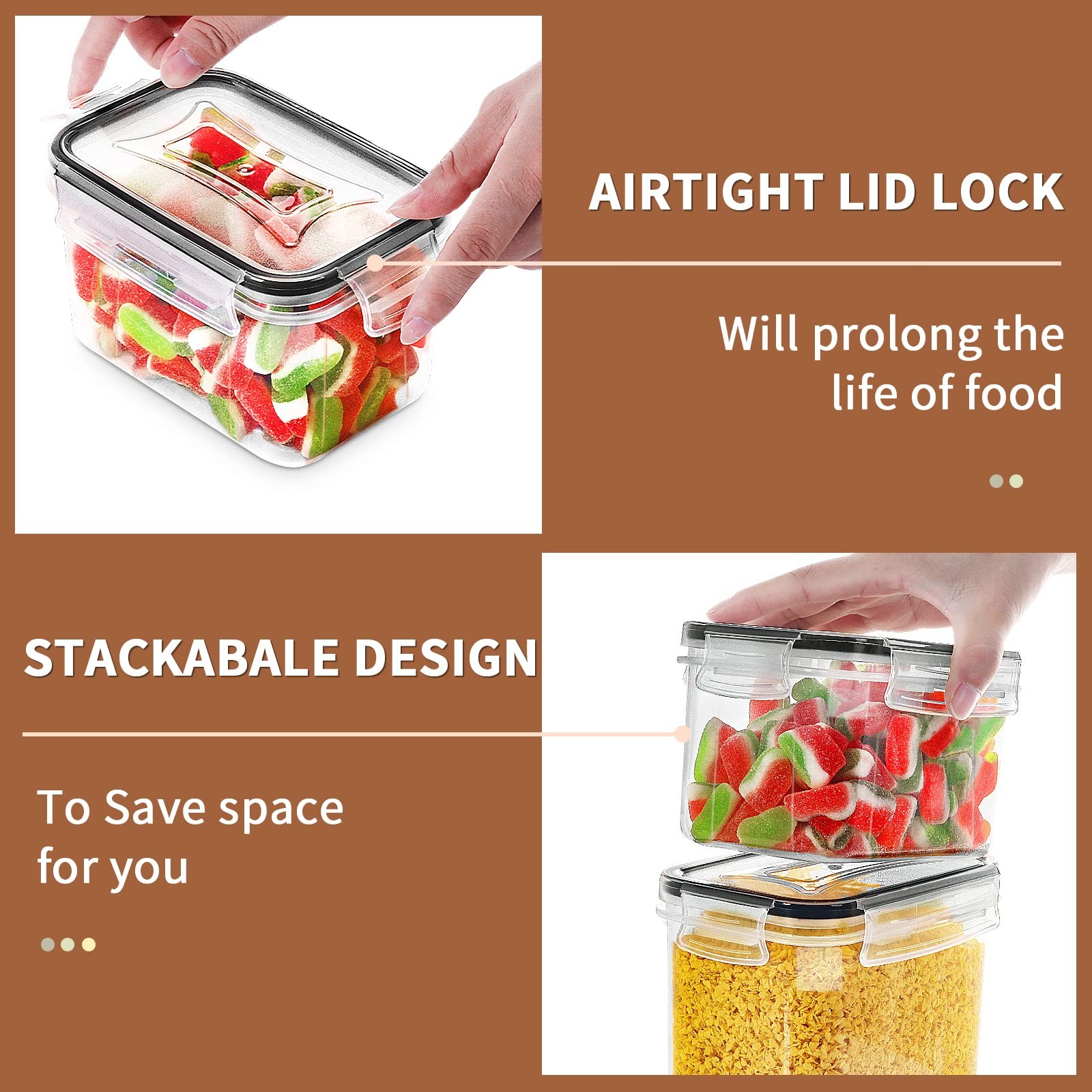 Airtight Food Storage Containers Set, 16 Pcs BPA Free Plastic Dry Food Canist…