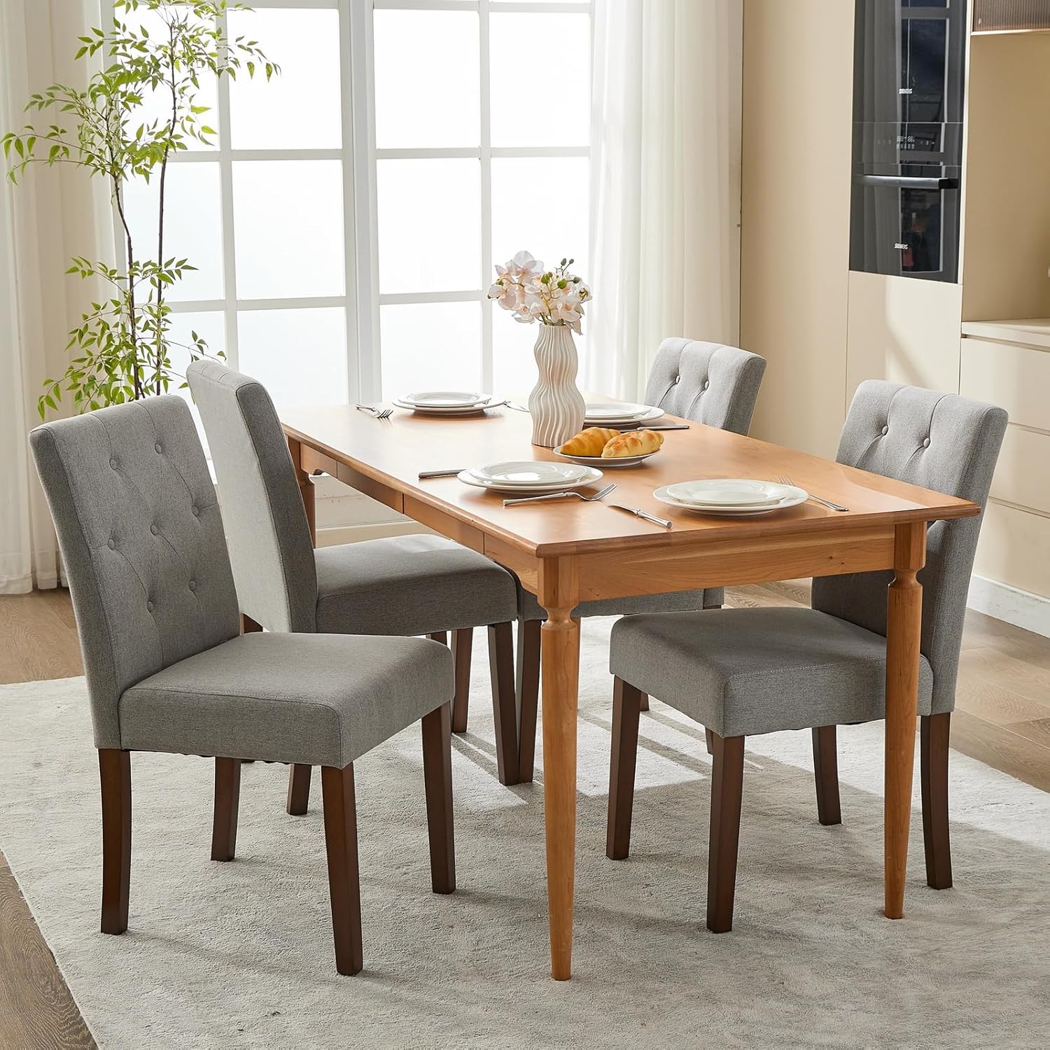 GARVEE Upholstered Dining Chairs Fabric Parsons Dining Room Chair with Wood Legs