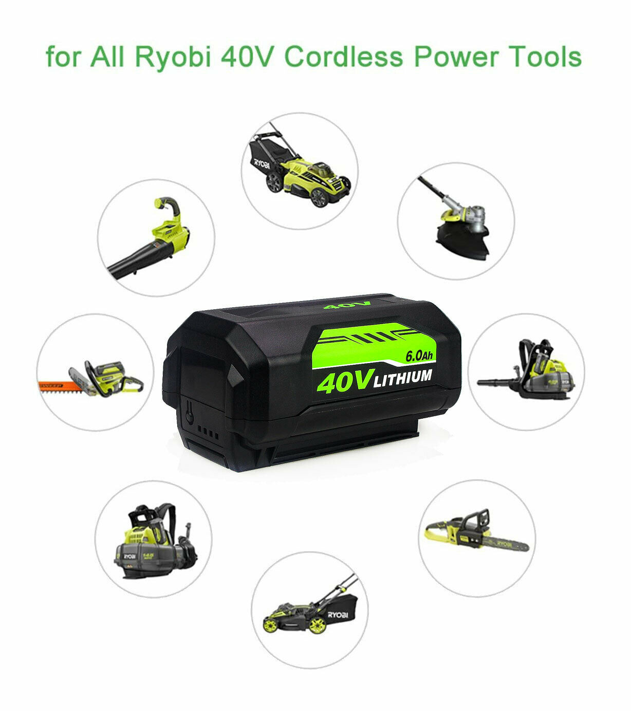 2X Battery & Charger For Ryobi 40V With LED Lithium-Ion 40-Volt OP406VNM OP40602