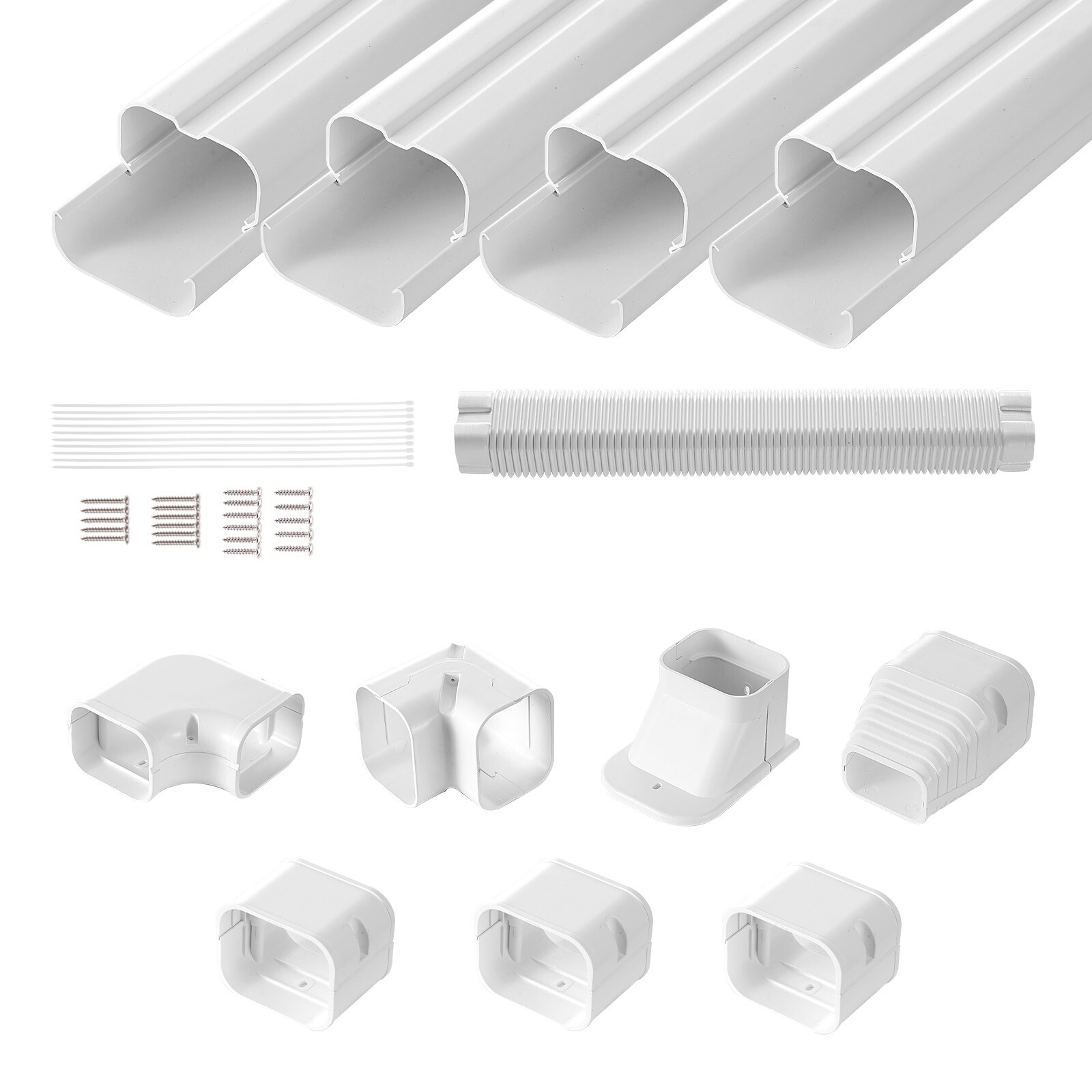 VEVOR 3″ W 15.8Ft Line Set Cover Kit For Mini Split/Central Air Conditioner PVC
