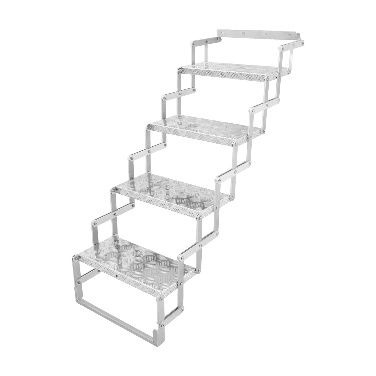 Foldable Step Ladder 4 Steps Folding Scissor Stairs Aluminum Alloy for RV/Camper