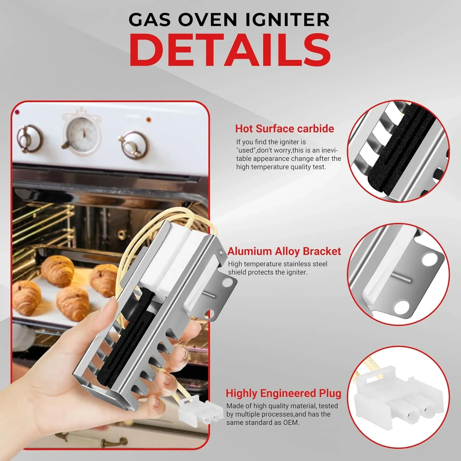 WB13K21 Oven Igniter Replacement for G-E Sam-sung Hot-point Ken-more Gas Range