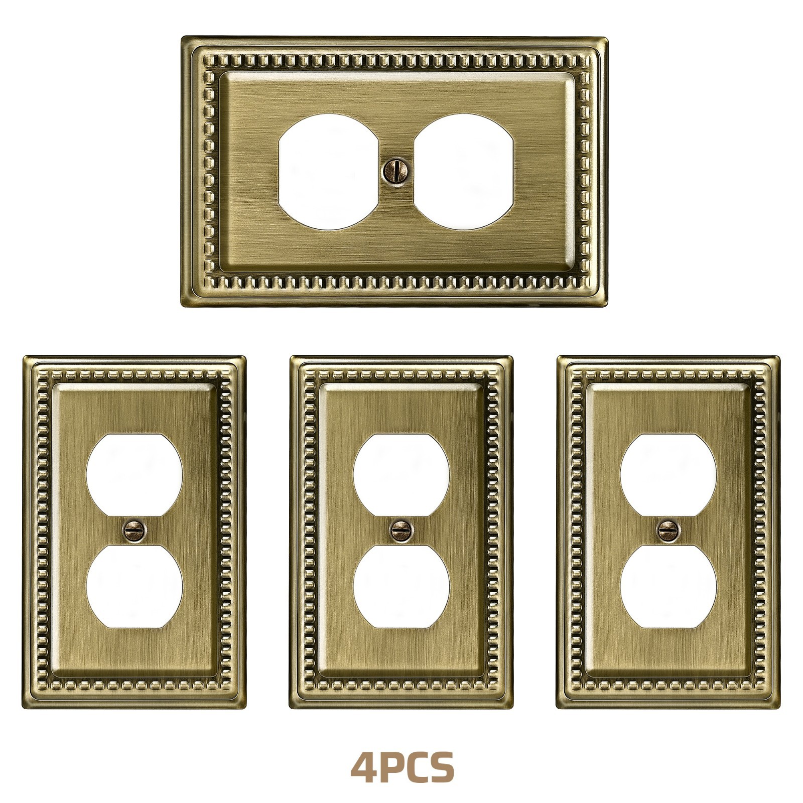 DEWENWILS 4 Pack Metal Outlet Covers, Duplex Wall Plate Cover, 5.12IN*3.74IN