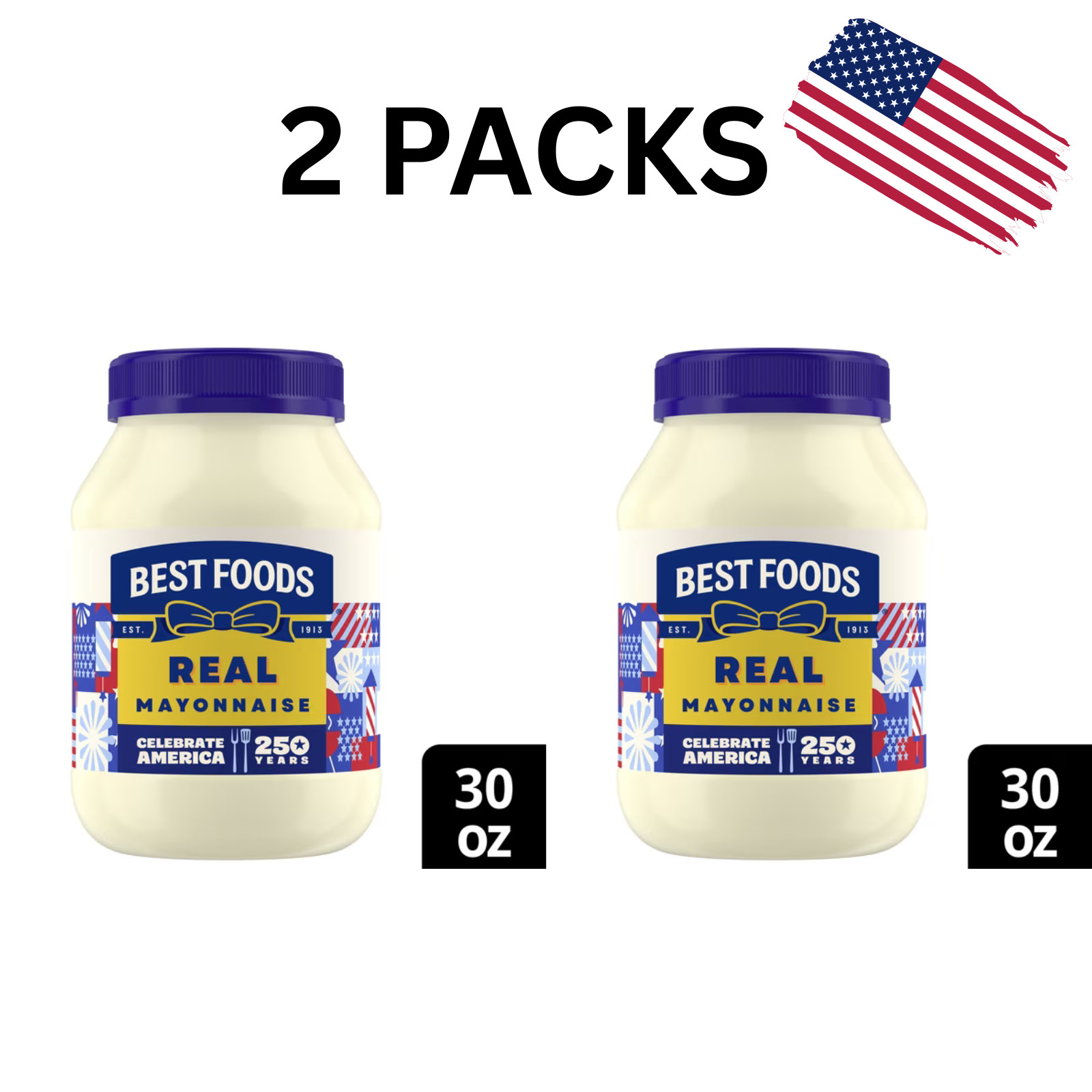 Pack of 2 Best Foods Real Mayonnaise Sandwich Spread Condiment 30 fl oz Jars