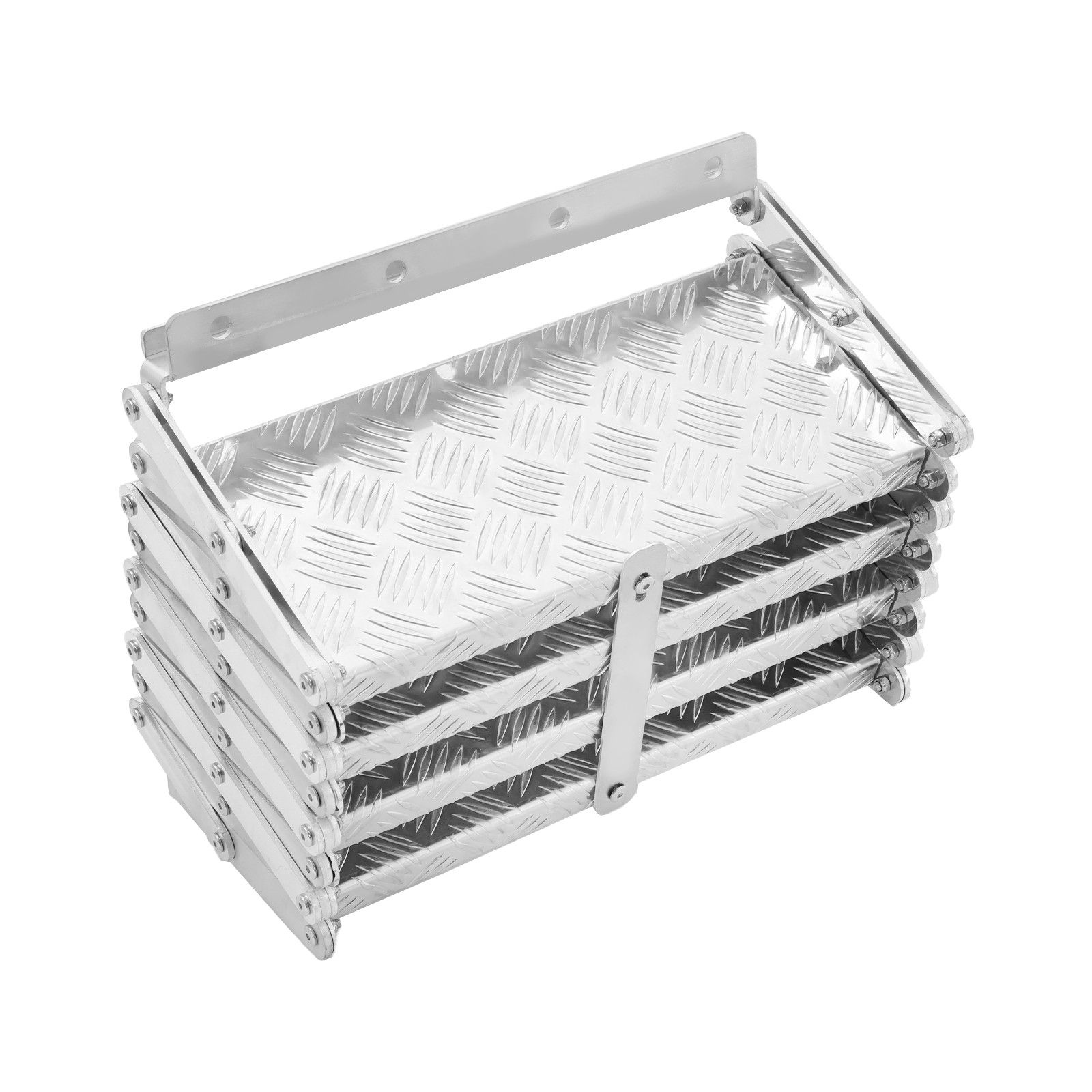 Foldable Step Ladder 4 Steps Folding Scissor Stairs Aluminum Alloy for RV/Camper