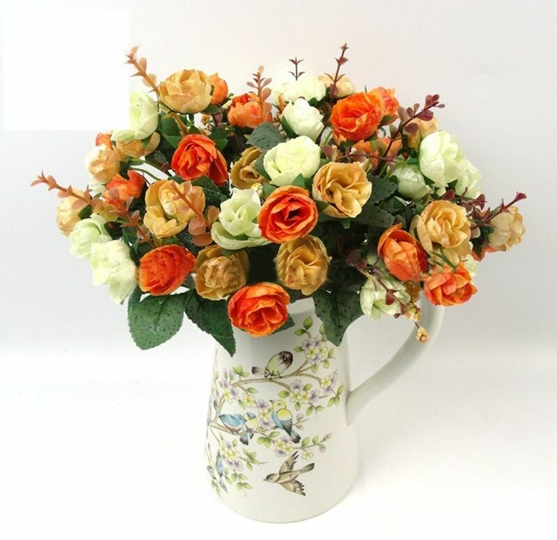 21pc/Bunch Artificial Rose Flowers Bouquet Wedding Party Home Decor Little Rose