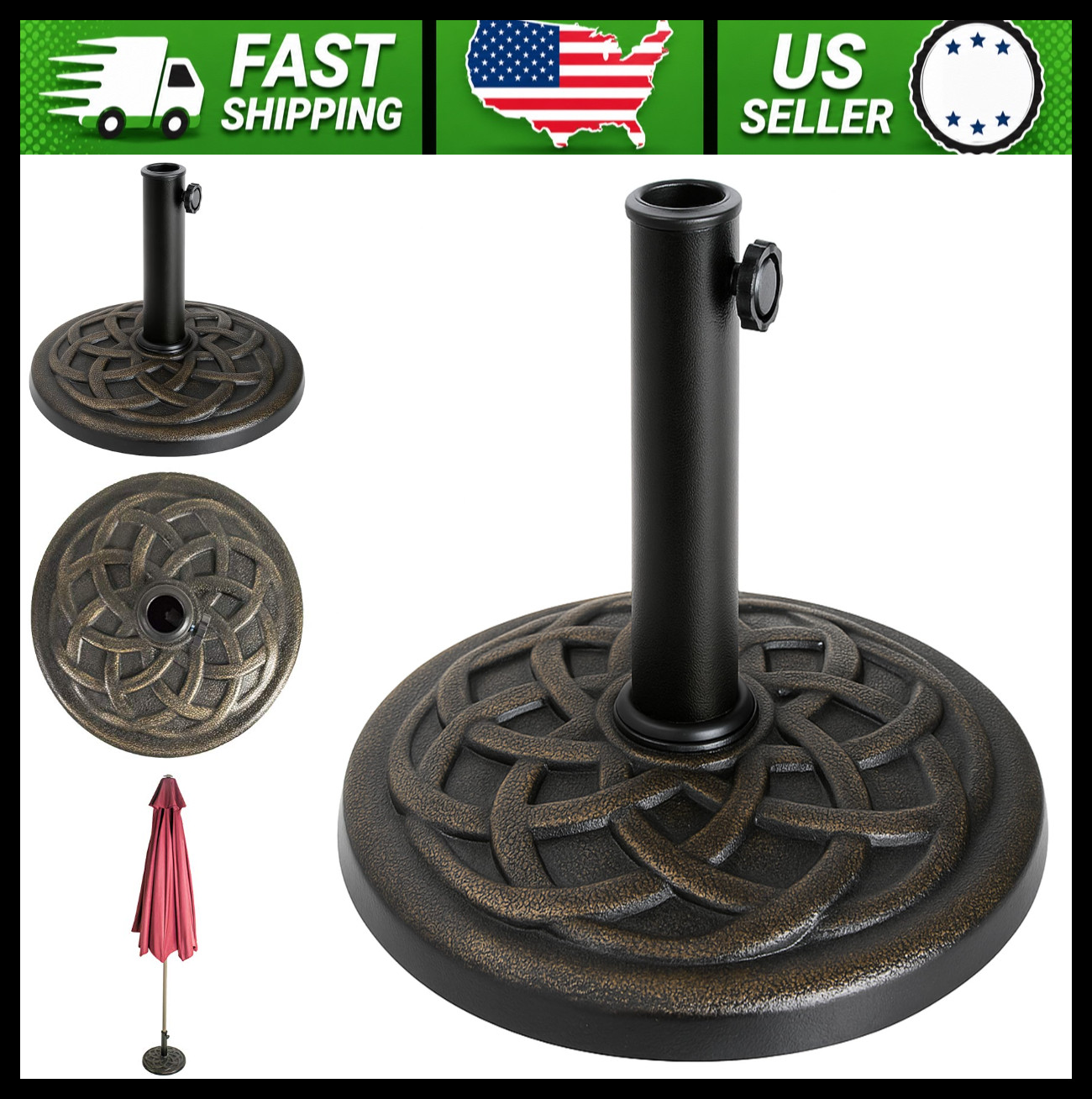 Backyard Expressions 21 lb Bronze Patio Umbrella Base